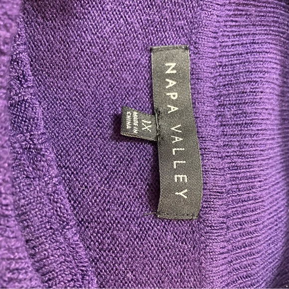 Napa Valley, mock turtleneck, purple, 1X - Picture 3 of 4